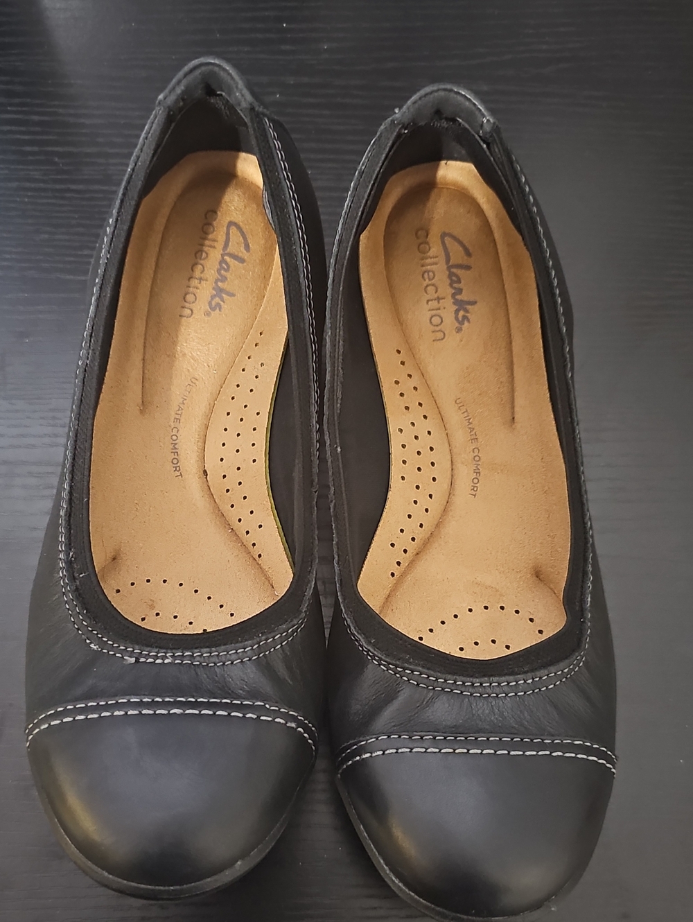 Clarks Black Leather Women’s Slip-On Comfort Flats